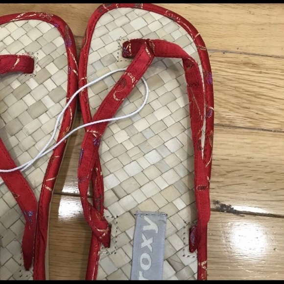 Rare Roxy Quiksilver Straw Basket Weave Flip-Flops Sandals Sz 6 - Tokyo Print - Picture 5 of 5